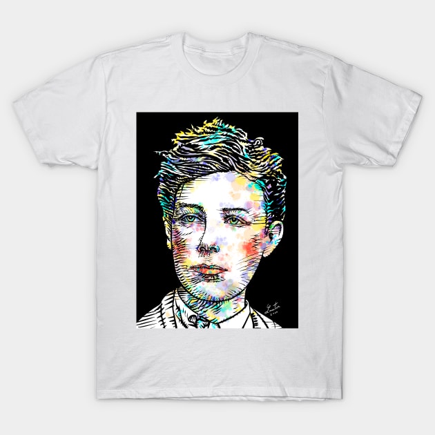 ARTHUR RIMBAUD watercolor and ink portrait T-Shirt by lautir